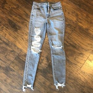 American Eagle grey distressed jeans